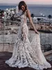 Casamento elegante vestido de sereia 2024 namorada renda com mangas de renda sem costas vestidos de noiva Vestido de Novia yd