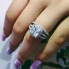 Conjunto de anillos de boda de Plata de Ley 925, anillo de banda 3 en 1 para mujer, joyería nupcial de compromiso, dedo moonso R4627247A