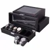 High-end New Lockable Red Sewing Carbon Fiber Black PU Leather Luxury Jewelry Watch Storage Display Packaging Gift Box