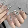 Fałszywe paznokcie 10PCS Ręcznie robione fałszywe paznokcie lodowe przezroczyste błyszczące dżerniszy Projekt Fałszywe paznokcie dla kobiet Manicure Paznokcie plastry dekoracji paznokci Q240122