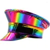 Berets PatentLeather Captain für Erwachsene Nachtclub Hut Glitter Party Frauen Männer Tanz Bachelorette Dropship