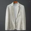 Ternos masculinos 2024 blazer jaqueta primavera verão sólido fino casual negócios fino respirável branco algodão linho terno casaco masculino
