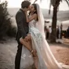 신부를위한 해변 보호 웨딩 드레스 아프리카 아랍어 흑인 여자 소녀 D120을위한 결혼을위한 섹시한 하이 스플란드 레이스 섹시한 하이 스플릿 레이스