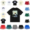 24SS Rhude Mens T Shirt Shorts Wysokiej jakości Designer Tess Casual Fashion Krótkie rękawie Europa Ameryka Mężczyźni Kobiety za okrągłe szyi i rozmiar USA S-XL