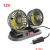 Other Care Cleaning Tools New Car Fan Cooling Dual Head Usb Low Noise 2 Speeds 360 Degree Adjustable Air Circation Fans For Dashboard Dhj3T