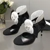 Sewing Flower Stiletto Ladies Shoes Spring Round Toe Pearl Decorate Heels Designer Party Wedding Shoes Bride