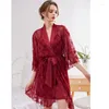 Mulheres sleepwear primavera verão nighty para esposa suspender renda camisola sexy roupão conjuntos de duas peças lingeries mulheres camisolas