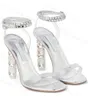 Designer Sandals High Heels Dupe Swarovski Crystal High Heels Pink Celeste Transparent Patent Leather Sandals Women