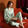 Women's Sleep Lounge Pyjamas en soie pour femmes 100% soie de mûrier printemps grande taille couleur unie soie de haute qualité vêtements de maison pyjamas pantalons de pyjama costumeL240122