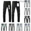 Heren Paarse Designer Jeans Mode Verontruste Ripped Bikers Womens Denim Cargo voor Mannen Zwarte Broek GQ8Q