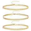 Link Bracelets ZG Selling Geometric Metal Bracelet Set Simple And Versatile 14K Gold Color For Women