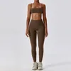 Actieve sets Naked Feeling Yoga Suit Cross Sport Bra Training Dames Snel droge kleding Running Strak Sportswear 2PCS Gym Set vrouw