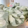Bedding Sets Student Dormitory Three-piece Ins Oil Painting Wind Tulip Quilt Set Double Yarn Four-piece 1.8 Washed Cotton Bed Girl