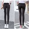 Capris Office Lady Ol Pant Solid Navy Black Pocket Skiny Cotton Blended Pants for Women Elastic Fitted Ankle Pencil Leggings