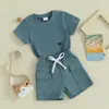Conjuntos de roupas Ledy Champswiin Baby Boy Girl Summer Outfits Criança Cor Sólida Roupas Bolso Shorts e Top Set