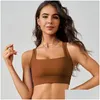 Yoga Outfit Y Adjustable Backless Women Fitness Bra Square Collar Running Sports Top Wide Shoder Strap Gym Training Underwear Drop Del Dh2Nz