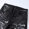 Dżinsy designerskie dżinsy wysokiej jakości technologie modowe dżinsy luksusowe designerskie pres w trudnej sytuacji, rozerwany czarny niebieski dżins szczupły rozmiar 28-40 883885071