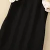 10061 XXL 2024 Runway Dress Spring Summer Dress Pärlor Crew Neck Black Brand samma stil Womens Dress Fashion High Quality Sh