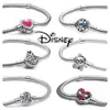 Sterling Sier Moments mousseux souris coeur fermoir serpent chaîne Bracelet pour femmes breloques à assembler soi-même perles