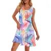 Vestidos de festa verão moda lazer senhoras magro vestido rua mulheres havaí sexy 3d colorido impresso gráfico mini