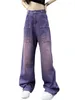 Jeans pour femmes Violet Style américain High Street Pantalon en denim à jambes larges pour dégradé blanc Cargo Y2K