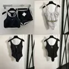 Conjuntos de sutiãs Mulheres Sporty Beach Bras Briefs Set Sexy Low Back Tankinis Swimsuit One Piece Split Acolchoado Push Up Maiôs Designer de Luxo Voltar Branco Terno de Banho