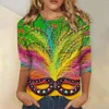 Kvinnors T -skjortor Quarter Sheeved Round Neck Carnival Hummer Printed Shirt