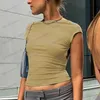 Dames T-shirt Y2K Sexy Backless Crop Top Dames Casual 2023 Zomer Korte mouw O-hals T-shirts Street chic Fit Slim Truien Basis Tees T-shirt T240122