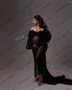 Casual Dresses Sexy Black Tulle Pregnant Women See Thru Puff Sleeves Mermaid Pography Dress Long Maternity Gowns Custom Made
