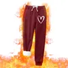 Kvinnors byxor Sweatpants for Women Love Hearted Printed Joggers Fitness Fleece Warm Sports Yoga Autumn Winter Trousers Sportwear