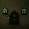 Garden Decorations Miniature Noctilucent Fairy Window Door Statue Söt glöd i det mörka alfliknande harts Hantverkshuset Figurin