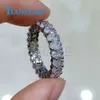 3*5mm forma oval d vvs branco moissanite 925 prata eternidade banda anel anéis para jóias namoro presente de noivado