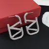 Designer de moda 18k brincos de diamante de ouro para mulheres de aço inoxidável ouro diamante hoop pérola jóias de luxo mulheres brinco de prata parafuso prisioneiro