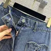 Designer Jeans 2024 New Spring Summer Fashion Panelled Straight Pants Brand Same Style Pants Luxury Women's Clothing 0122-3