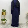 Ethnic Clothing European And American Fashionable Muslim Women's With Pleated Loose Flared Sleeves Round Neck Dress Long Skirt