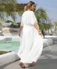 Maillots de bain pour femmes Rulinju Long Swim Beach Robe Blanc Cardigan Cover Ups pour femmes 2024 Robe Cordon Noir Maxi Coverup