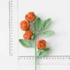 Decorative Flowers Crochet Knitting Multi-head Rose Bouquet Flower Milk Cotton Handmade DIY Imitation Home Decoration Artificial