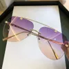 Vintage frontless stop aviation Pilot Okuloty przeciwsłoneczne dla mężczyzn 2022 Gradient Gradient okulary słoneczne żeńskie metalowe owalne odcienie czarne brąz