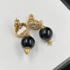 Boucles d'oreilles pendantes de luxe de créateurs de mode serties de diamants blancs et de diamants bleus G Boucles d'oreilles de charme féminin Bijoux de tempérament haut de gamme Femmes Dames Cadeau avec boîte