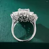 Cluster-Ringe Vinregem 9 11 mm Labor erstellter Saphir-Edelstein 925 Sterling Silber Funkelnder Ring für Frauen Hochzeit Verlobung Brautschmuck