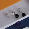 Pearl Letter Plated Earring Vintage Drop Studs Trendy Classic Flower Chic Earrings EarDrop Smycken med Box Set