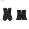 Sexig uppsättning Sexig randig kontor Lady Secretary Uniform Overbust Corset Zipper Lace Up Mini Kirt Rollspel kommer uppsättning plus Sizel240122