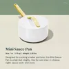 PANS Nieplezyka ceramiczna mini minijka (1,05 QT 8 ") Sos (1,75 QT) - Nietoksyczny piekarnik bezpieczny kuchenność agnostyczna biała