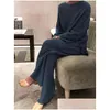 Women'S Two Piece Pants Womens Two Piece Pants Fall Clothes Loungewear Women Set 2 Pc For Long Sleeve Woman Tshirts Loose Fl Lounge D Dh52E