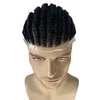 Systèmes de cheveux humains vierges vietnamiens 1 # Jet Black Cornrow Braids 8x10 Unité de peau de toupet en PU complet pour hommes noirs