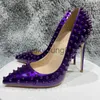 Sandalen Gele kleur spikes vrouwen puntschoen stiletto hoge hakken maat 33-45 Punk klinknagels Slip op Sex pumpsJ240122