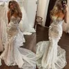 Country Mermaid Wedding Dresses Sexy Lace Appliques Crystal Beads Bridal Gowns Sweep Train Corset Back Plus Size Vestido De Noiva 06 328 328