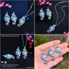 Earrings Necklace Mticolor Light Blue Cubic Zirconia Stone Drop And Trendy Engagement Jewelry Sets For Women T541 210714 Delivery Dhszo