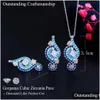 Brincos Colar Mticolor Luz Azul Cubic Zirconia Pedra Gota e Na moda Conjuntos de jóias de noivado para mulheres T541 210714 Entrega DHSZO