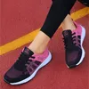 Sapatos de vestido feminino casual tênis respirável esporte color-block lace-up running